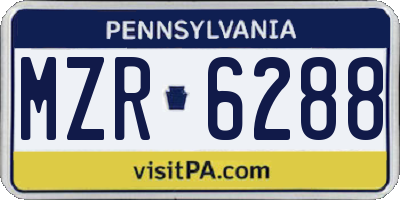 PA license plate MZR6288