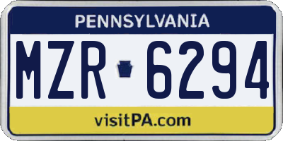 PA license plate MZR6294