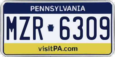 PA license plate MZR6309