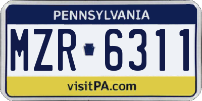 PA license plate MZR6311