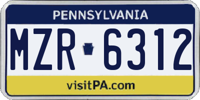 PA license plate MZR6312