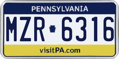 PA license plate MZR6316