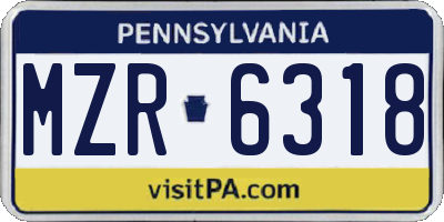 PA license plate MZR6318