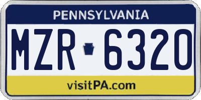 PA license plate MZR6320
