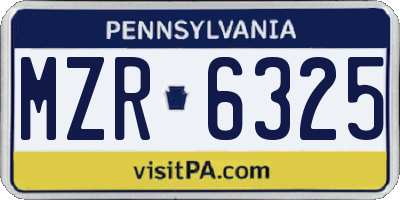 PA license plate MZR6325