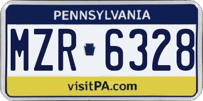 PA license plate MZR6328
