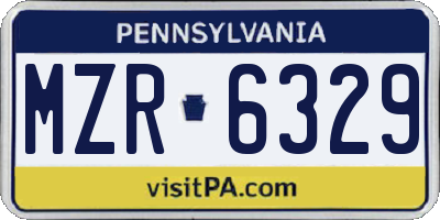 PA license plate MZR6329