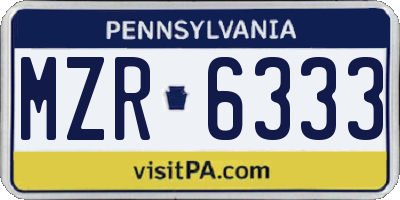 PA license plate MZR6333