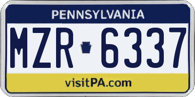 PA license plate MZR6337