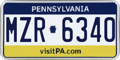 PA license plate MZR6340