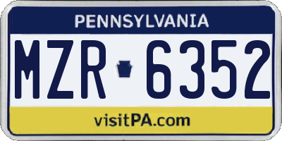 PA license plate MZR6352