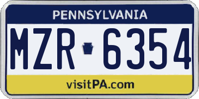 PA license plate MZR6354