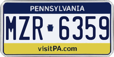 PA license plate MZR6359