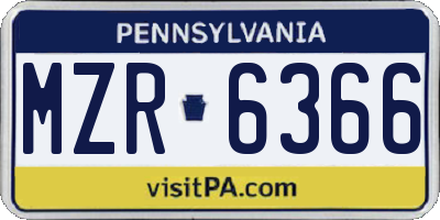 PA license plate MZR6366