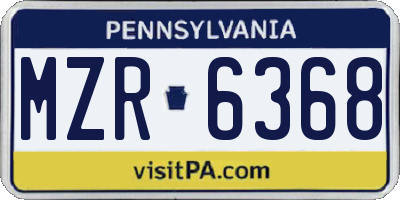 PA license plate MZR6368