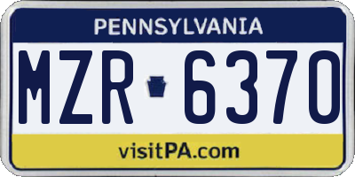 PA license plate MZR6370