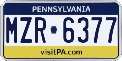 PA license plate MZR6377
