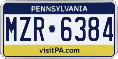 PA license plate MZR6384