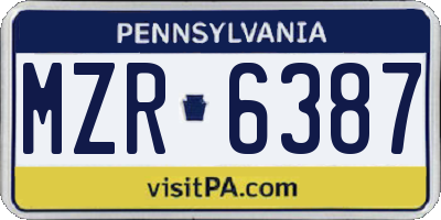 PA license plate MZR6387