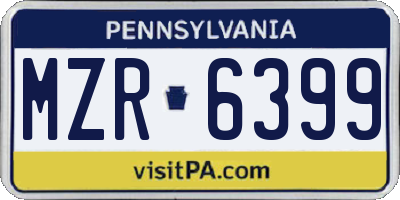 PA license plate MZR6399