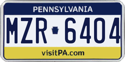 PA license plate MZR6404