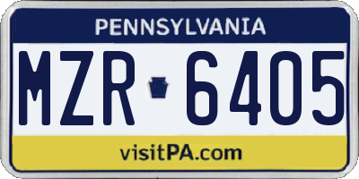 PA license plate MZR6405