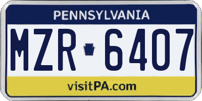PA license plate MZR6407