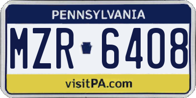 PA license plate MZR6408