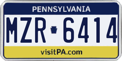 PA license plate MZR6414