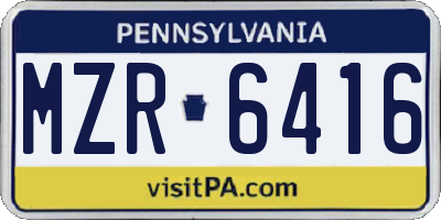 PA license plate MZR6416