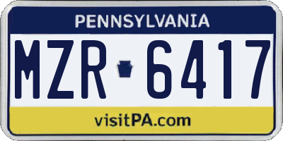 PA license plate MZR6417