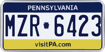 PA license plate MZR6423