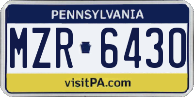 PA license plate MZR6430