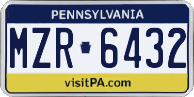 PA license plate MZR6432