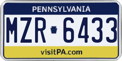 PA license plate MZR6433