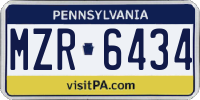 PA license plate MZR6434