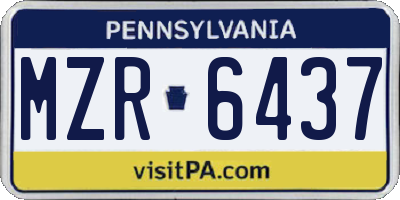 PA license plate MZR6437