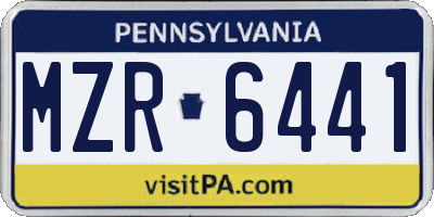 PA license plate MZR6441