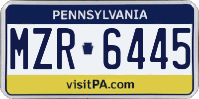 PA license plate MZR6445