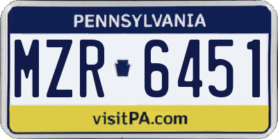 PA license plate MZR6451