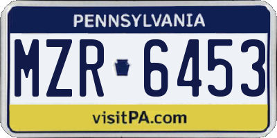 PA license plate MZR6453