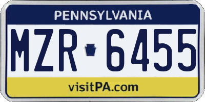 PA license plate MZR6455