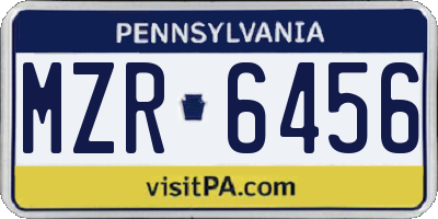 PA license plate MZR6456