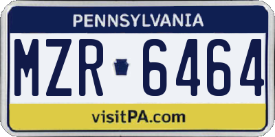 PA license plate MZR6464