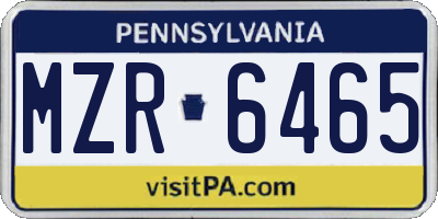 PA license plate MZR6465
