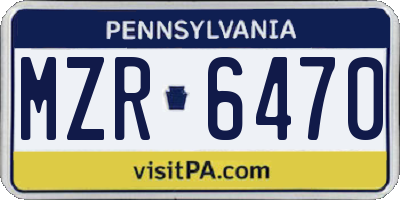 PA license plate MZR6470