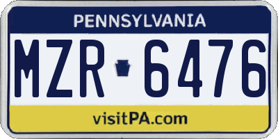 PA license plate MZR6476