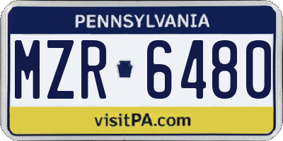 PA license plate MZR6480