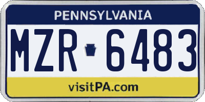 PA license plate MZR6483