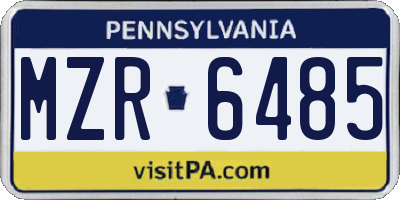 PA license plate MZR6485